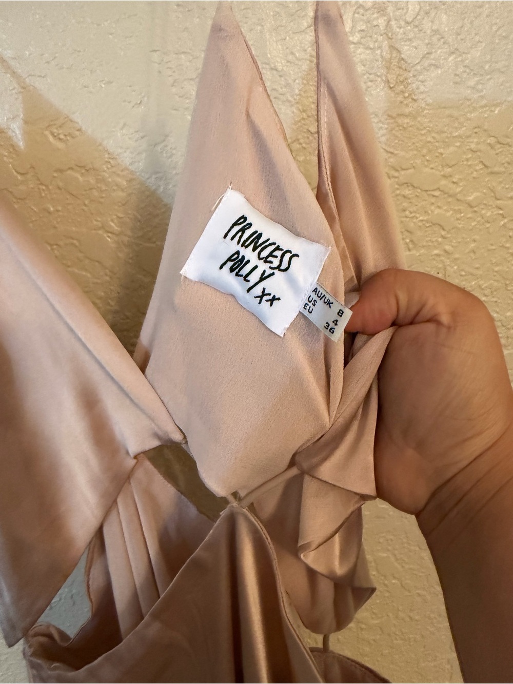 Princess Polly Satin Slip Dress in Champagne size 4 - Picture 7 of 8